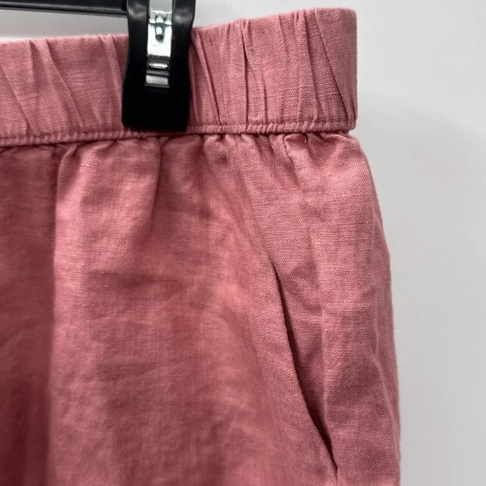 Philosophy 100% Linen Pull On Shorts Womens XL Pink Elastic Waist Casual Summer - Picture 4 of 12